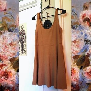 TAUPE RIBBED SKATER DRESS